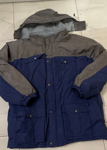 Gri-Mavi Düğmeli Erkek Kaban - Görsel 2