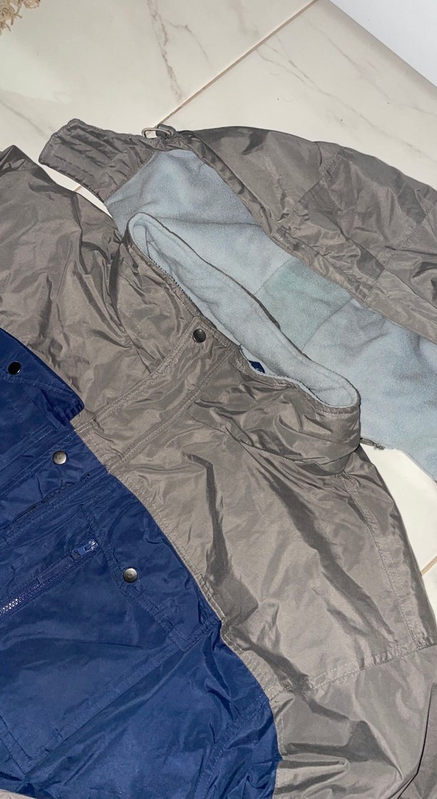 Gri-Mavi Düğmeli Erkek Kaban - Görsel 4