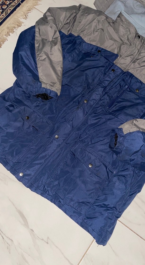 Gri-Mavi Düğmeli Erkek Kaban - Görsel 3