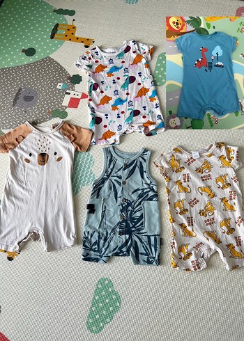 Bebek Erkek Kısa Kollu Pamuklu Tulum 5 li fiyattır 3-6 ay