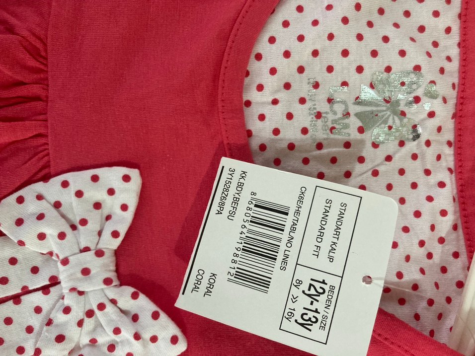 LCWaikiki Kız Çocuk Pembe Kısa Kollu Fiyonklu Tişört - Görsel 2