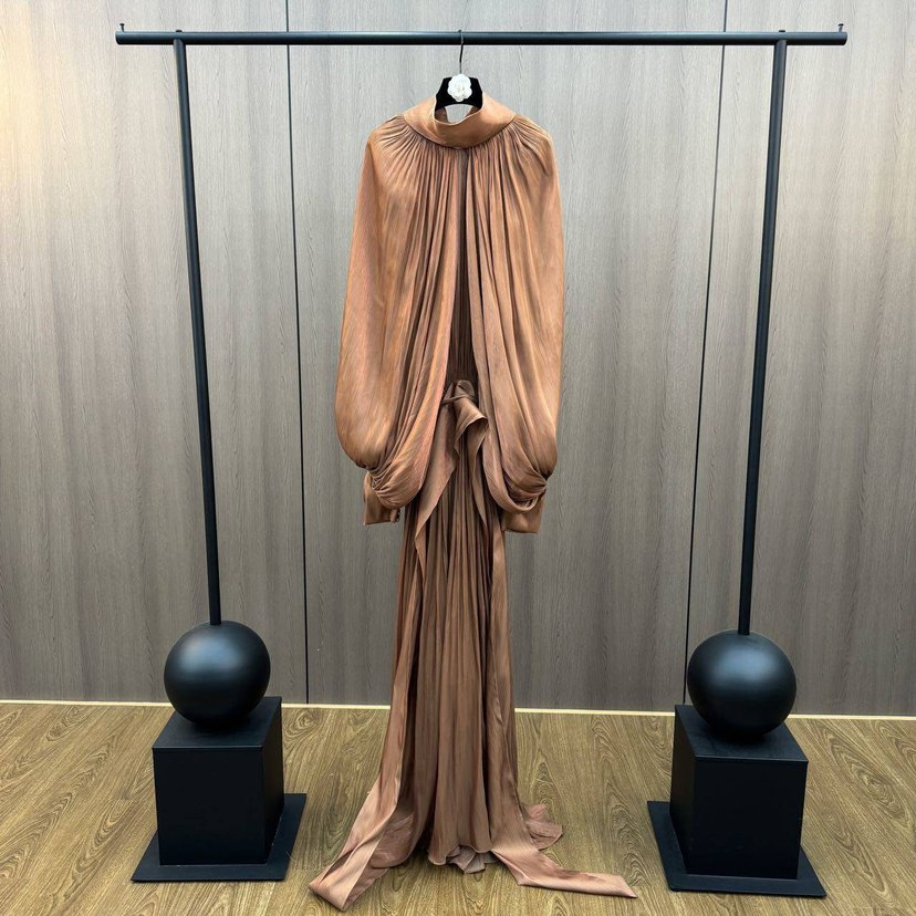 İthal üSt Düzey Tasarım Şifon Kadın Uzun Elbise - Görsel 3