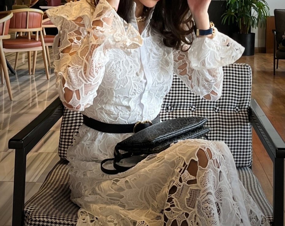 İthal Üst Düzey Tasarım Dantel Elbise - Görsel 4