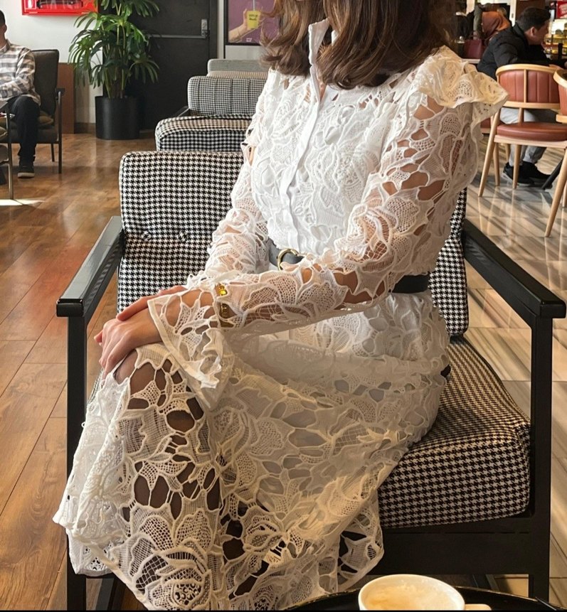 İthal Üst Düzey Tasarım Dantel Elbise - Görsel 3