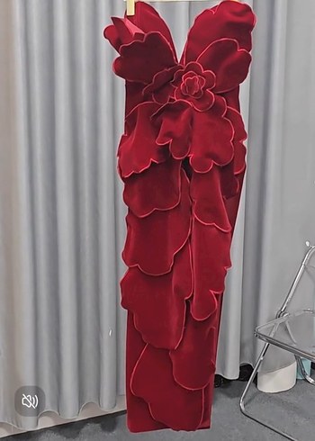 Bordo Straplez Uzun Abiye Elbise - Görsel 5