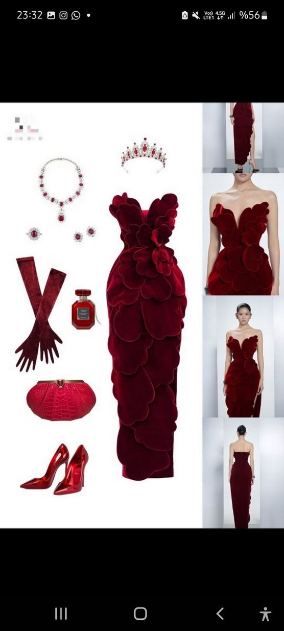 Bordo Straplez Uzun Abiye Elbise - Görsel 2