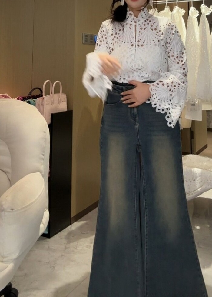 İthal Güpür Muhteşem Gömlek Bluz - Görsel 4