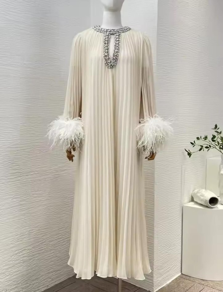 Mavi Pilili Uzun Abiye Elbise - Görsel 3