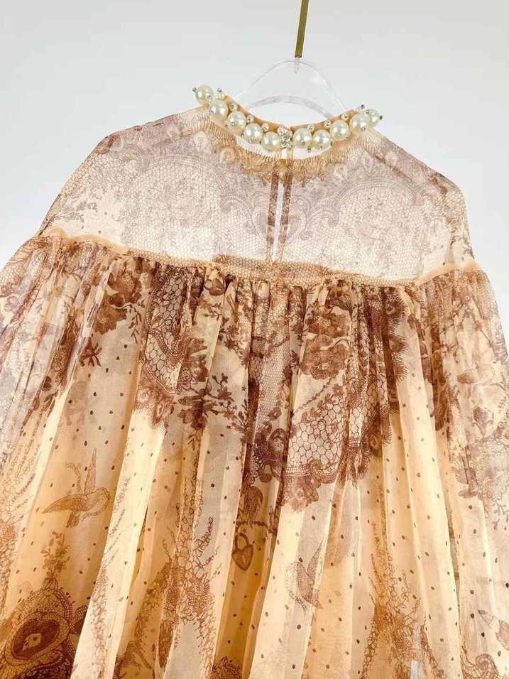 İthal Üst Düzey Desenli _Elbise - Görsel 4