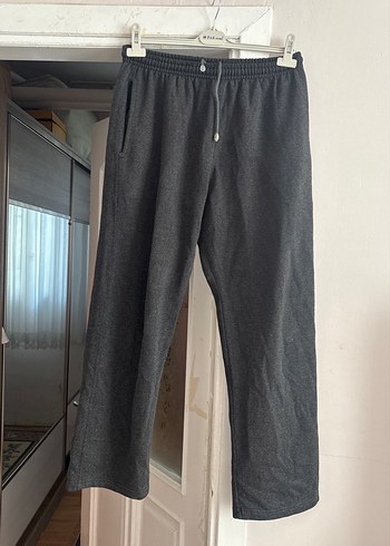 Gri Erkek Keten Rahat Kesim Eşofman Altı - Görsel 2