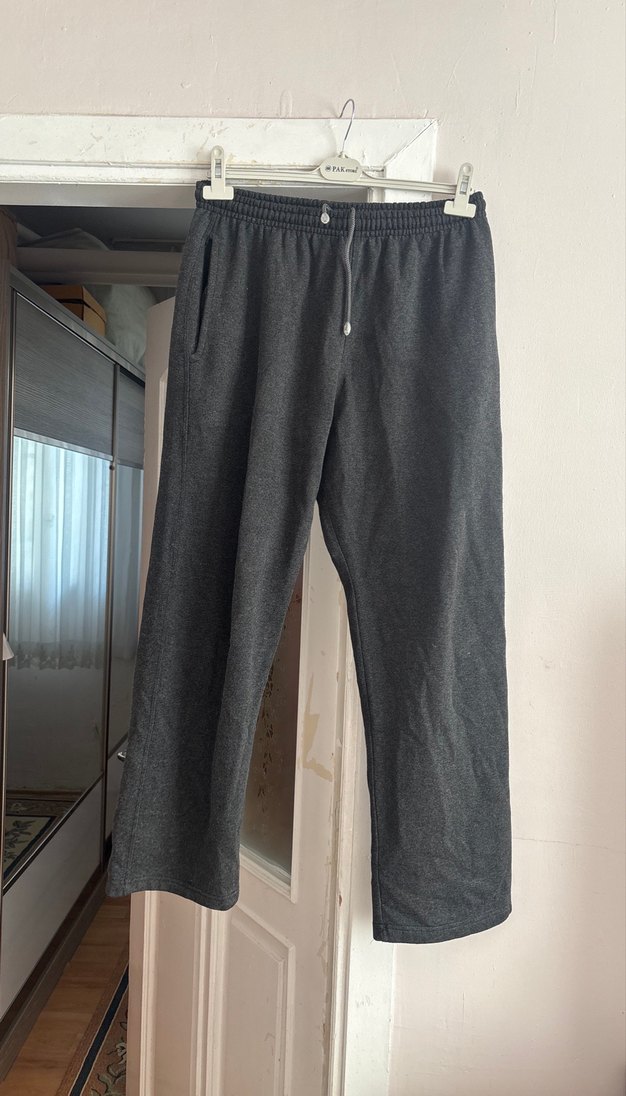 Gri Erkek Keten Rahat Kesim Eşofman Altı - Görsel 2