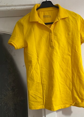 Sarı Kısa Kollu Polo Tişört - Görsel 3