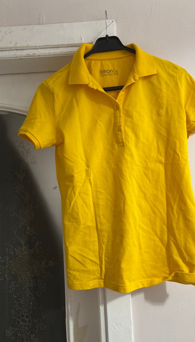 Sarı Kısa Kollu Polo Tişört - Görsel 4