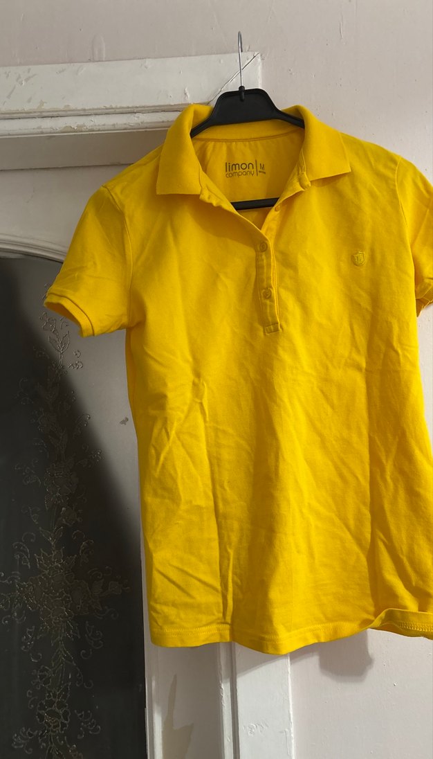 Sarı Kısa Kollu Polo Tişört - Görsel 2