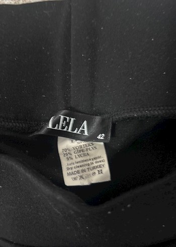 Kadın Siyah Midi Tayt Velcro Detaylı - Görsel 5