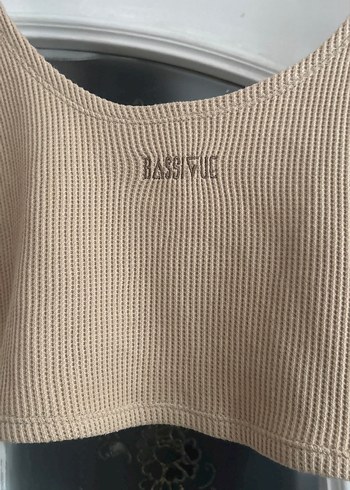 Bej Kolsuz Keten Crop Top - Görsel 5