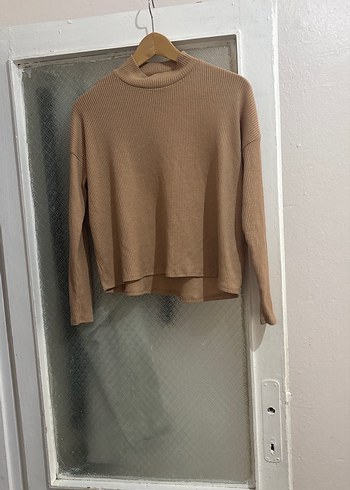 H&M Bej Yün Örgü Kadın Yüksek Yaka Kazak