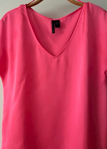 Mango MANGO PEMBE V YAKA NEON BLUZ
