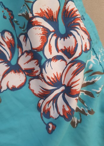 Düğmeli Mavi Çiçekli Erkek Mini Şort - Görsel 8