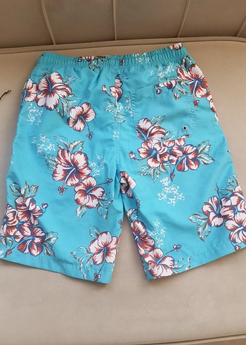 Düğmeli Mavi Çiçekli Erkek Mini Şort - Görsel 5