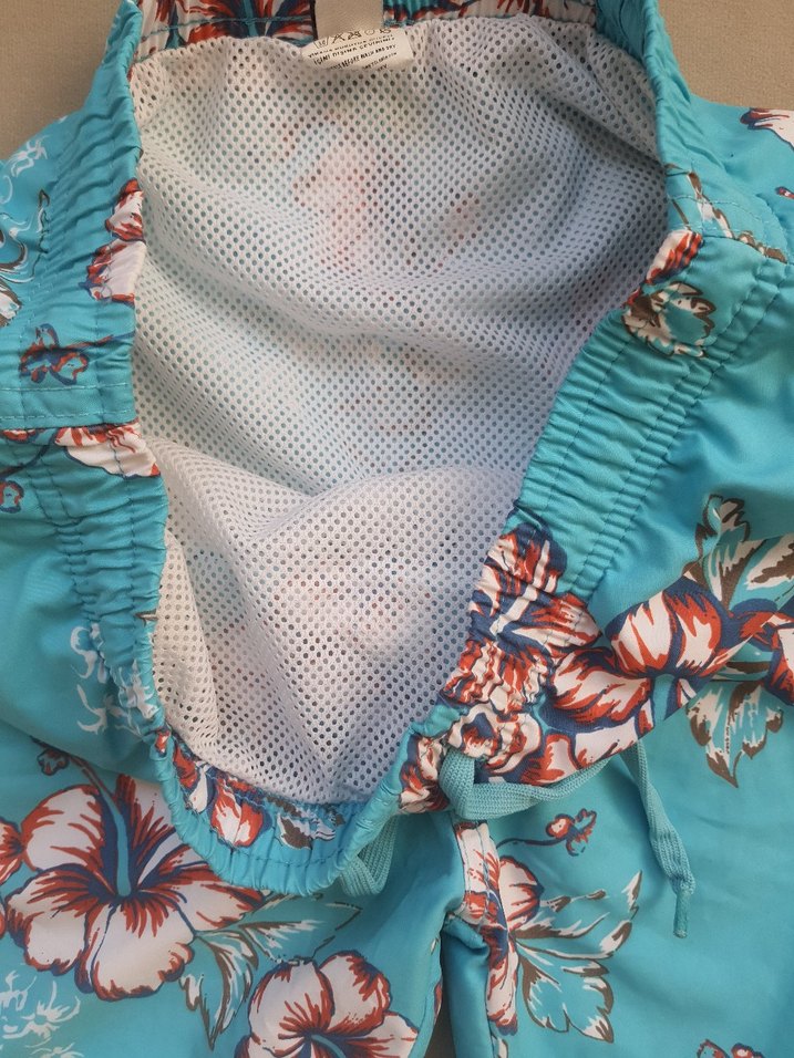 Düğmeli Mavi Çiçekli Erkek Mini Şort - Görsel 2