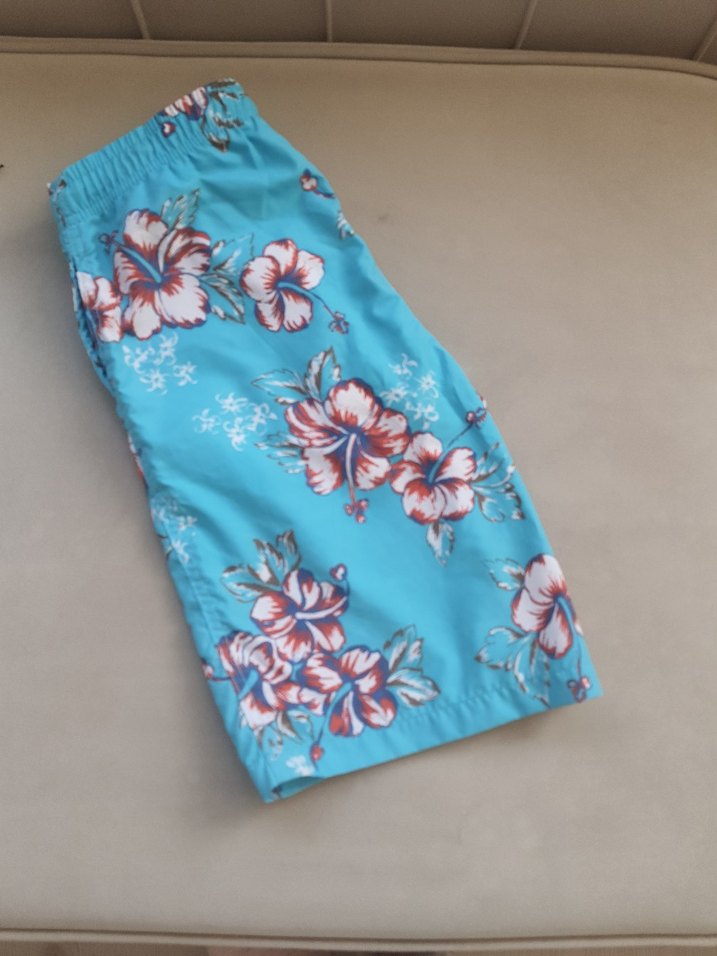 Düğmeli Mavi Çiçekli Erkek Mini Şort - Görsel 3