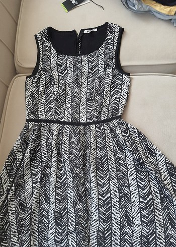 Siyah-beyaz zebra desenli hamile elbisesi koton 38 beden - Görsel 7