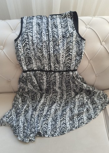 Siyah-beyaz zebra desenli hamile elbisesi koton 38 beden - Görsel 6