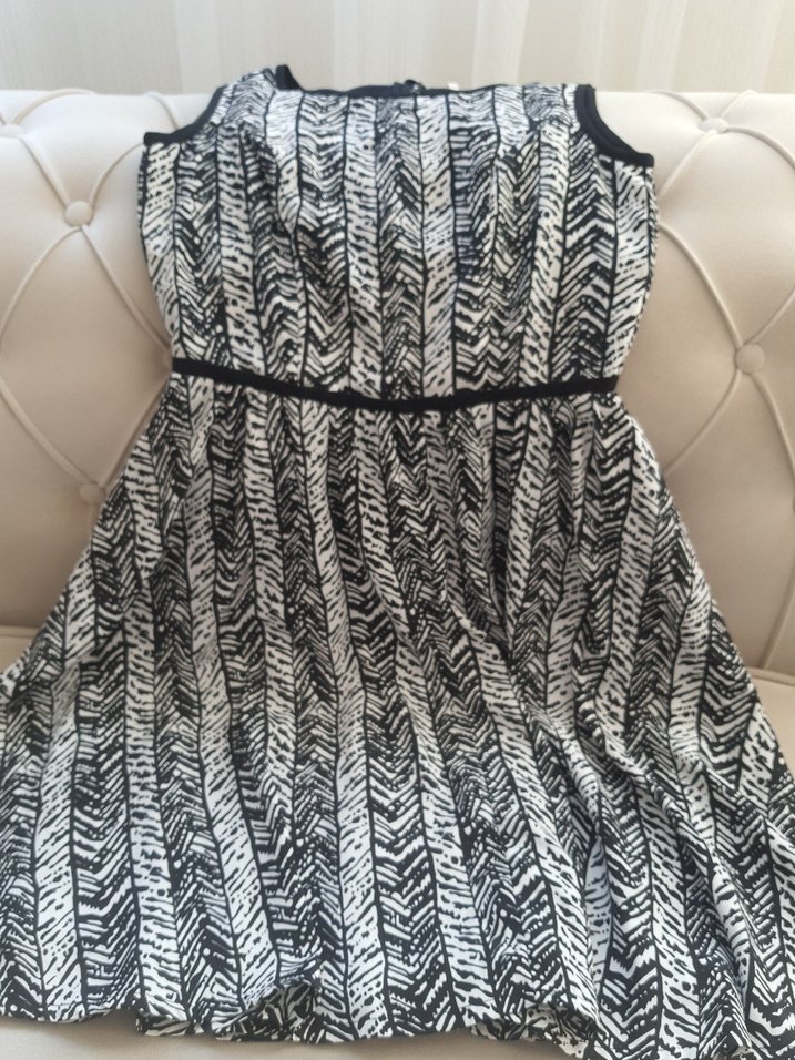 Siyah-beyaz zebra desenli hamile elbisesi koton 38 beden - Görsel 5