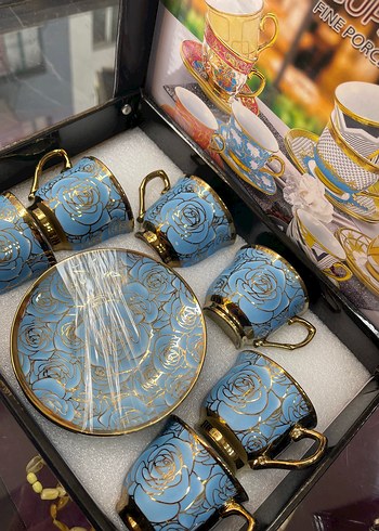 Pembe ve Altın Detaylı 6'lı Kahve Fincan Seti - Görsel 3