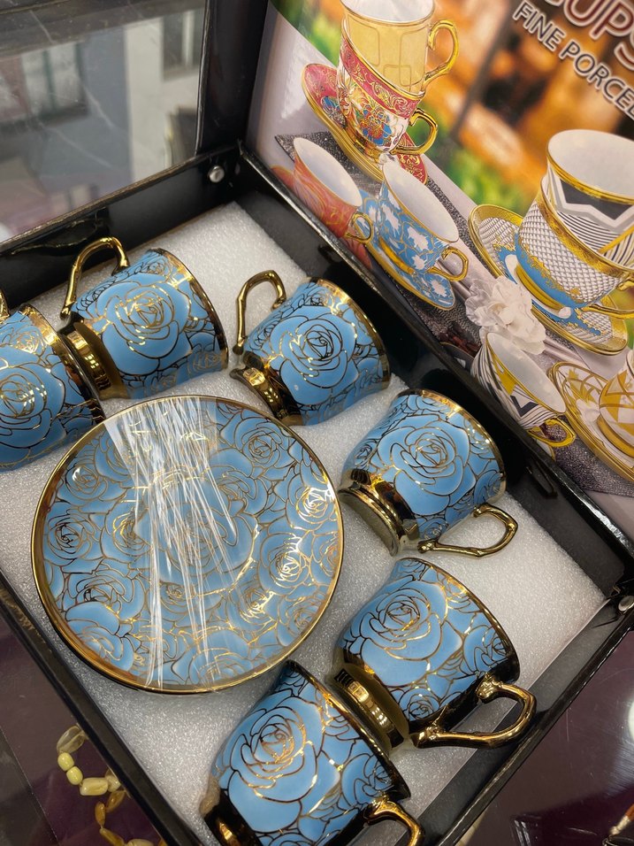 Pembe ve Altın Detaylı 6'lı Kahve Fincan Seti - Görsel 3