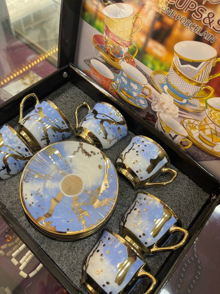 Pembe ve Altın Detaylı 6'lı Kahve Fincan Seti - Görsel 4