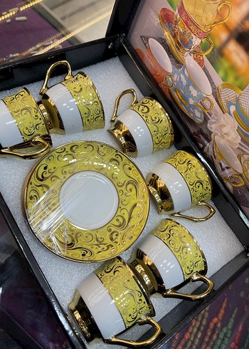 Pembe Gül Desenli Altılı Kahve Fincanı Seti - Görsel 9