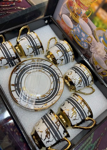 Pembe Gül Desenli Altılı Kahve Fincanı Seti - Görsel 7