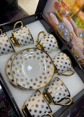 Pembe Gül Desenli Altılı Kahve Fincanı Seti - Görsel 5