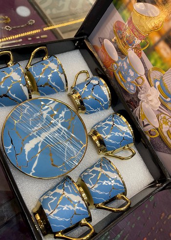 Pembe Gül Desenli Altılı Kahve Fincanı Seti - Görsel 10