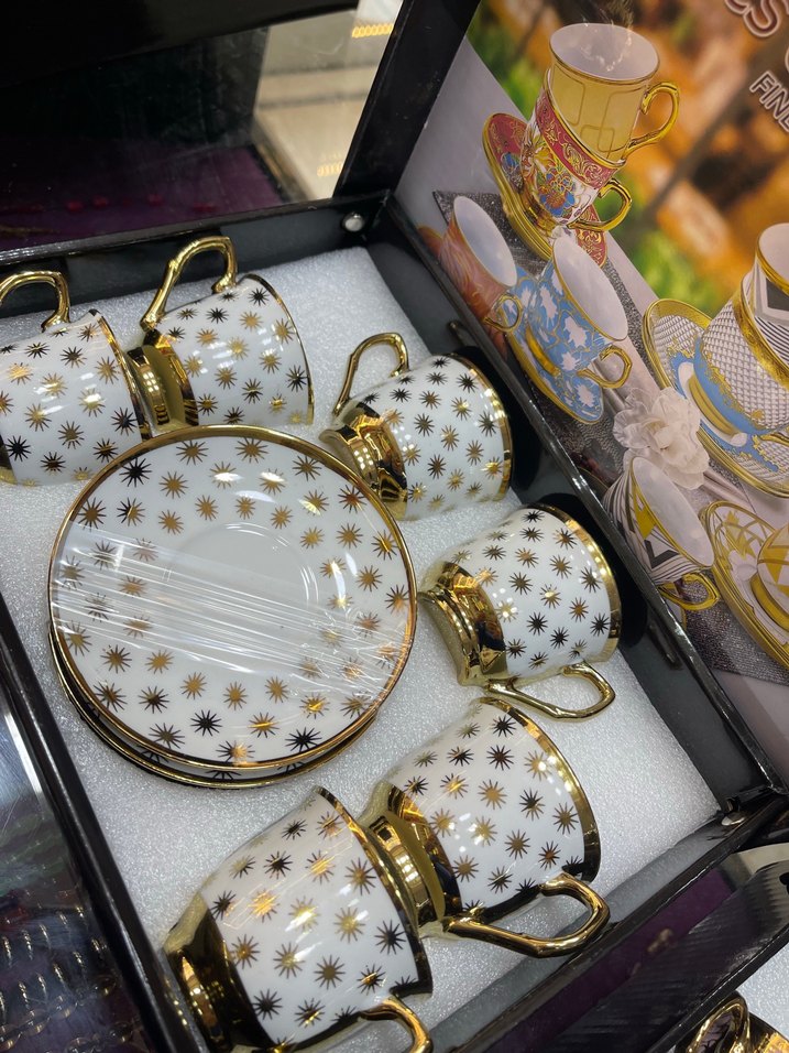 Pembe Gül Desenli Altılı Kahve Fincanı Seti - Görsel 2