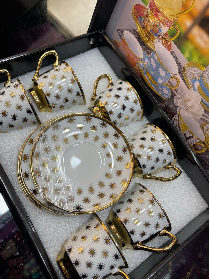 Pembe Gül Desenli Altılı Kahve Fincanı Seti - Görsel 5