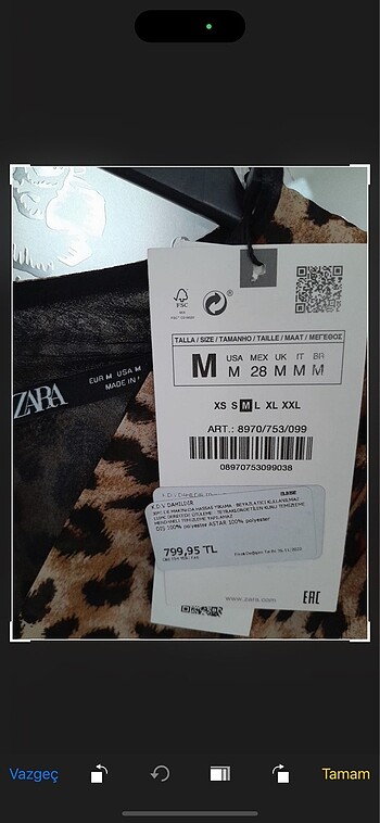 m Beden Orijinal Zara Leopar Elbise Sıfır