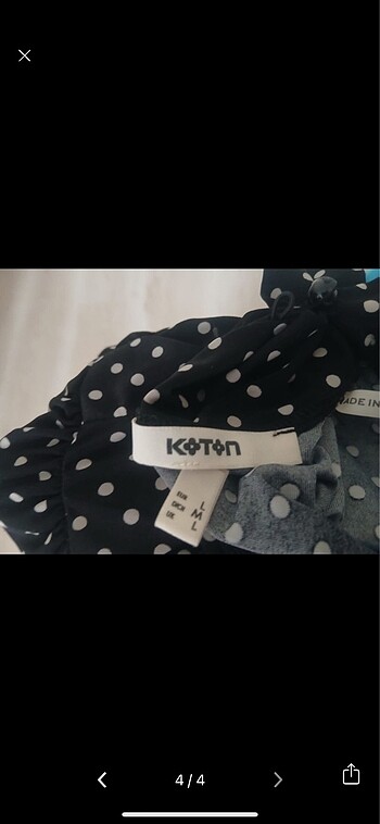 l Beden siyah Renk Koton Puantiyeli Bluz ????