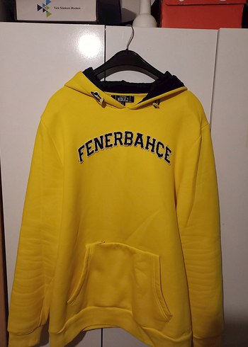 Sarı Kapüşonlu Fenerbahçe Sweatshirt