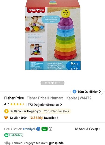 Fisher Price numaralı kaplar