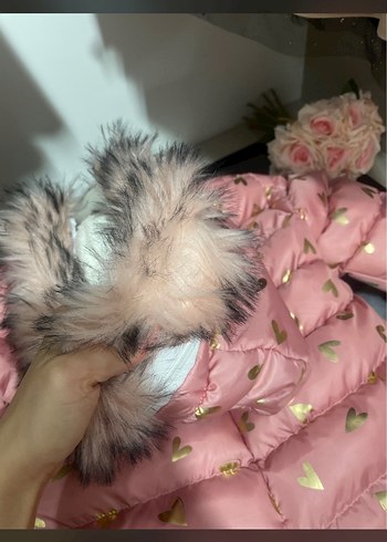 Pembe Nakışlı Kürklü Bebek Kız Tulumu - Görsel 6