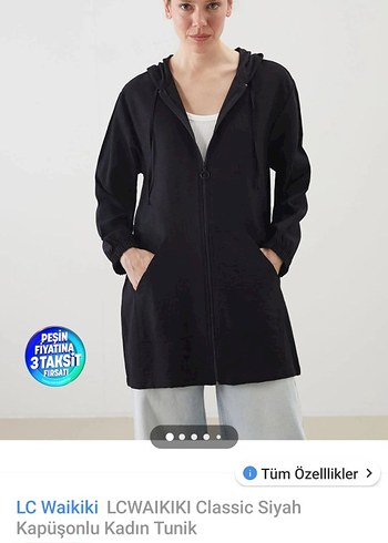 Siyah Fermuarlı Kapüşonlu Kadın Sweatshirt hiç kullanılmadı - Görsel 2