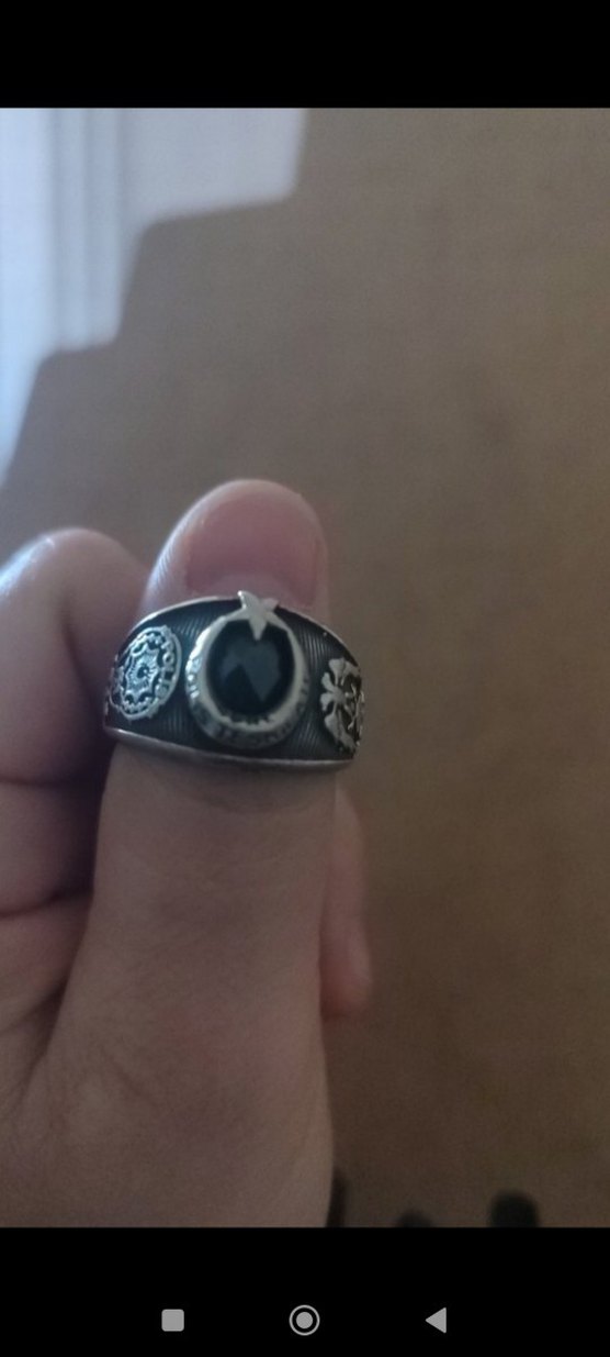 Siyah Gümüş  Erkek Polis Yüzüğü - Görsel 4