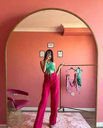 Pembe geniş pantolon S M L
