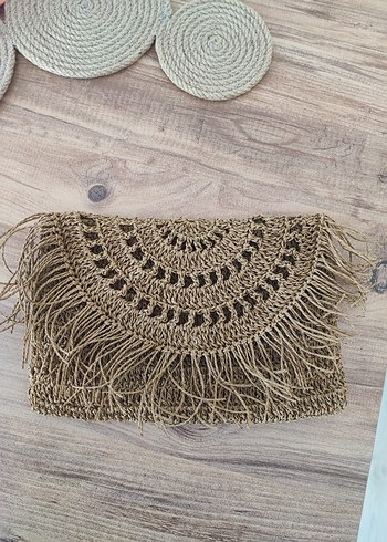 Hasır clutch portföy el cantasi