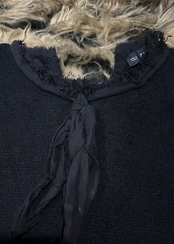 Siyah Tüylü Kısa Kollu Midi Triko Elbise - Görsel 3