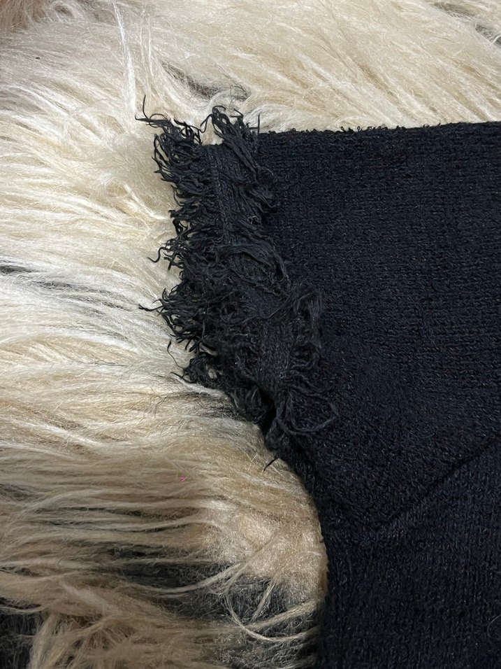 Siyah Tüylü Kısa Kollu Midi Triko Elbise - Görsel 2