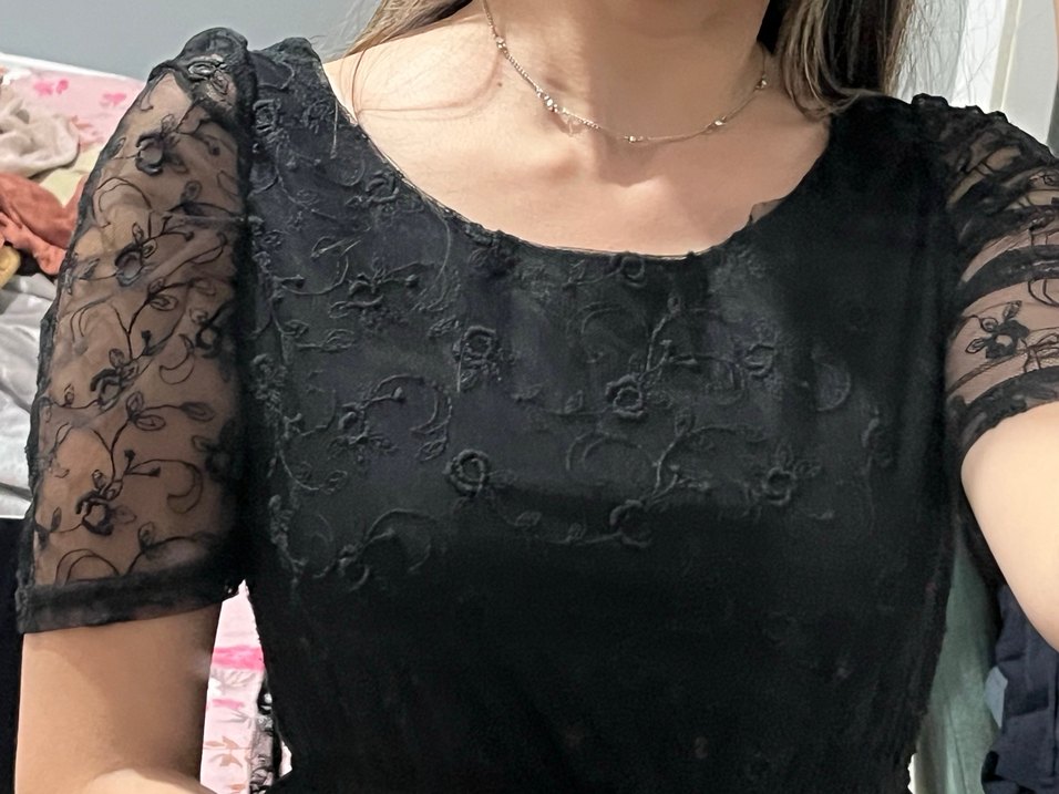 Dantel Detaylı Siyah Mini Gotik Elbise - Görsel 3